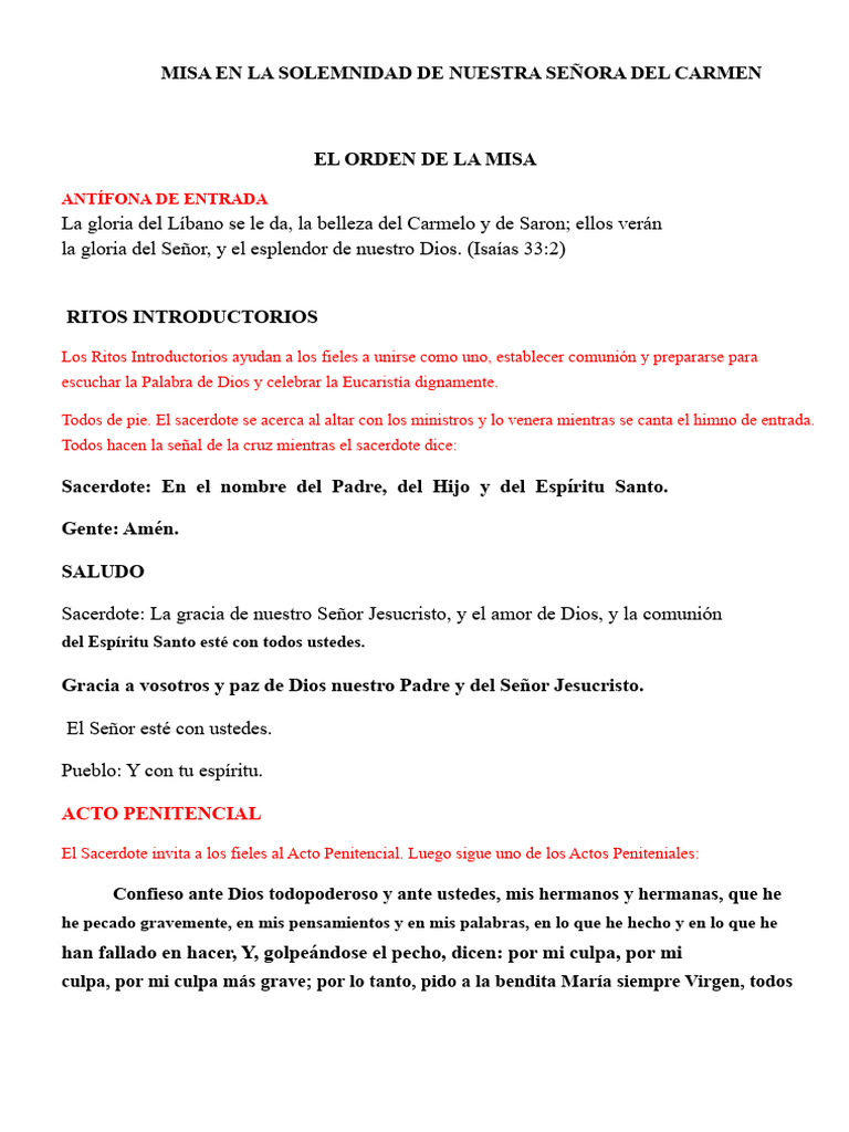 Misa Votiva en Honor A Nuestra Señora Del Monte | PDF | eucaristía ...