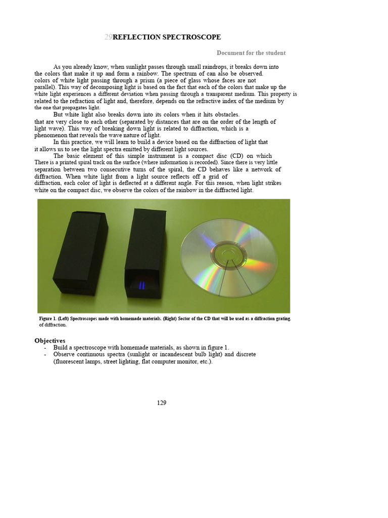 Build Your Own Reflection Spectroscope | PDF | Light | Spectroscopy