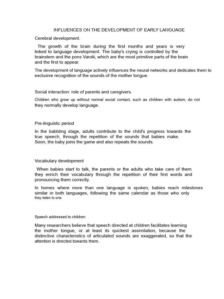 Early Language Development Influences | PDF | Language Development | Speech
