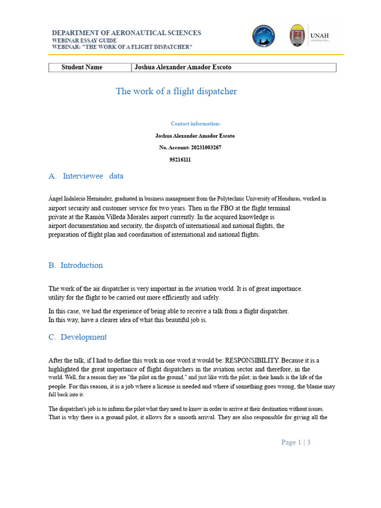 Webinar Essay Flight Dispatcher PDF | PDF | Dispatcher | Airport
