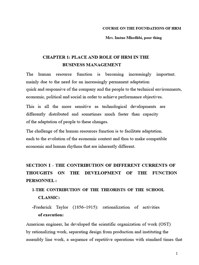 Chapter 1 Foundation HRM | PDF | Behavioural Sciences | Psychological ...