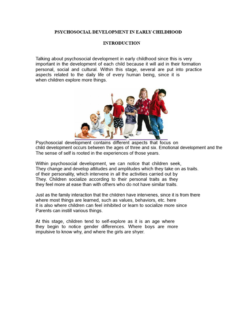 Early Development Essay | PDF | Self Esteem | Self Concept