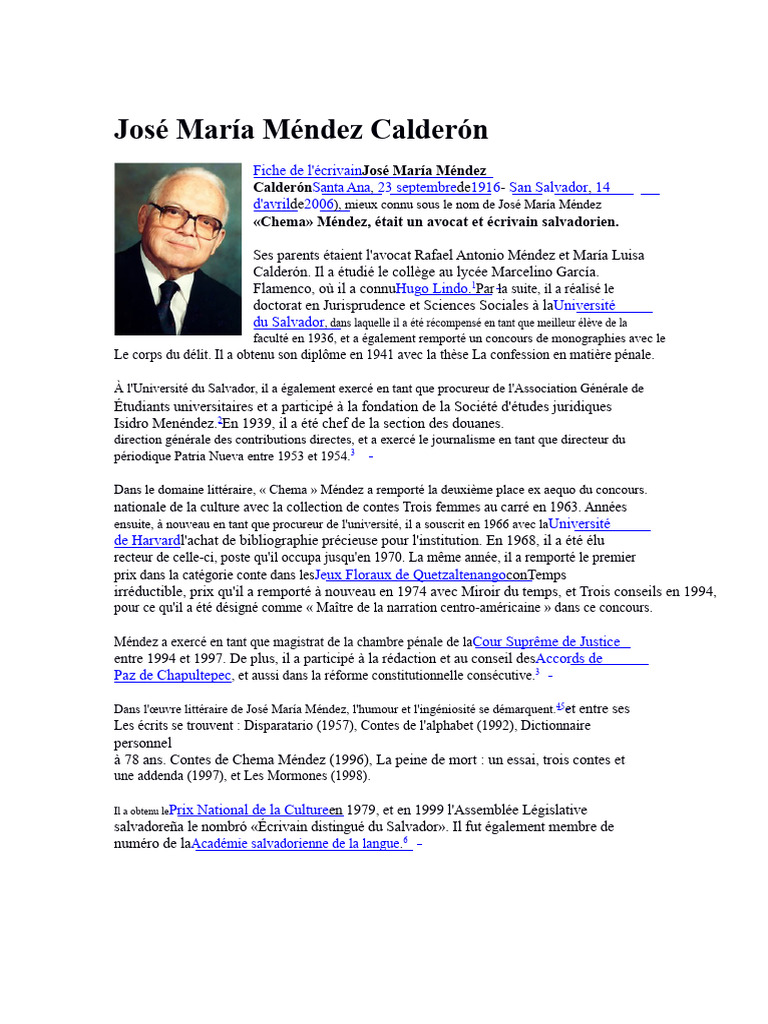 José María Méndez : écrivain et juriste salvadorien | PDF