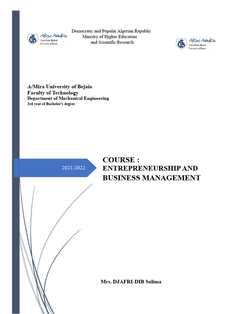 Entrepreneurship and Business Management Course | PDF ...