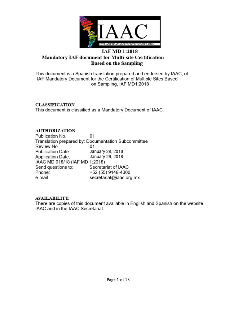 2018 IAF MD 1 REV01 Translation 2023-03-27 23 - 55 - 53 | PDF | Audit ...