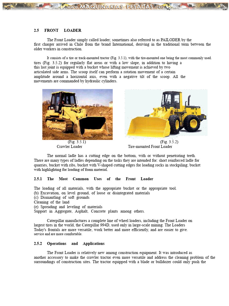 Material Uses Applications Front Loader | PDF | Loader (Equipment ...
