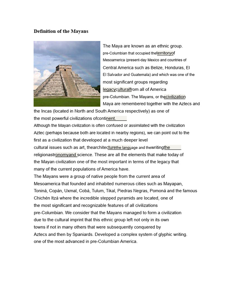 Definition of the Mayans | PDF | Maya Civilization | Mesoamerica