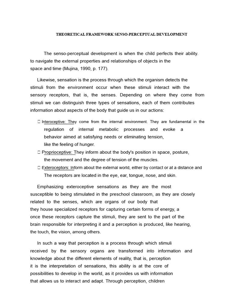 Theoretical Framework Development Senso | PDF | Perception | Senses