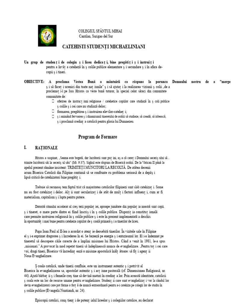 Program de Formare Pentru Cateheți | PDF