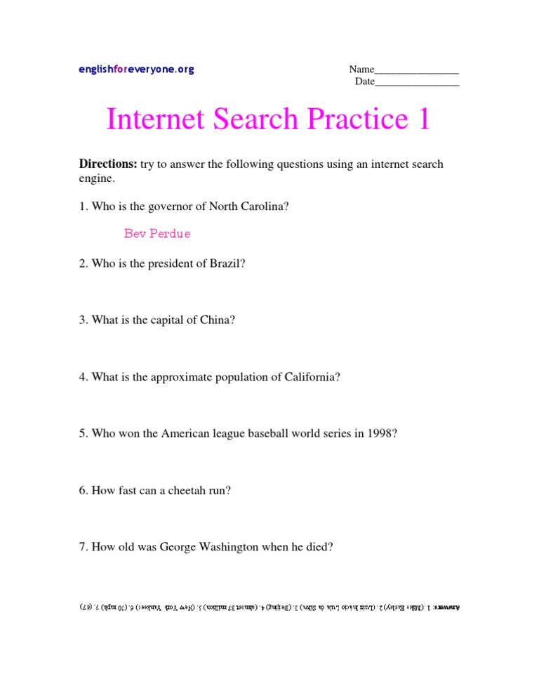 Internet Search Practice Questions | PDF