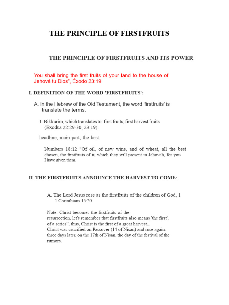 The Principle of The Firstfruits | PDF | Jesus | Glory (Religion)