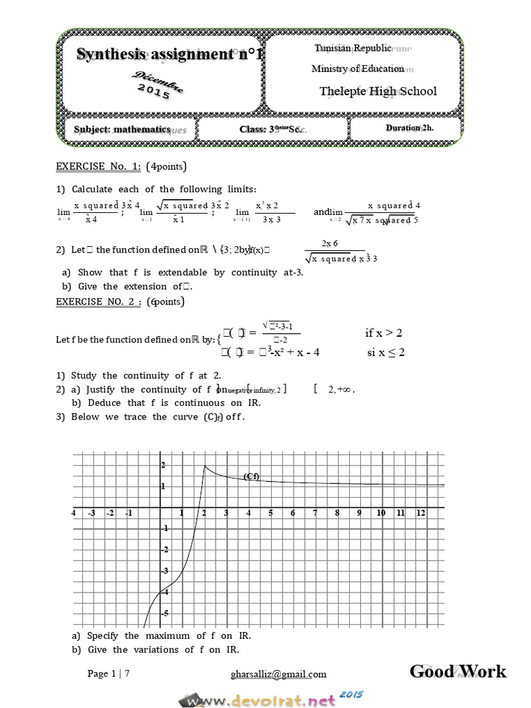 Corrected Synthesis Assignment No. 1 - Math - 9th Grade Experimental ...