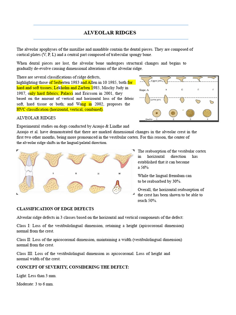 Alveolar Ridges - Periodontal Disease - Prosthetic Options | PDF ...