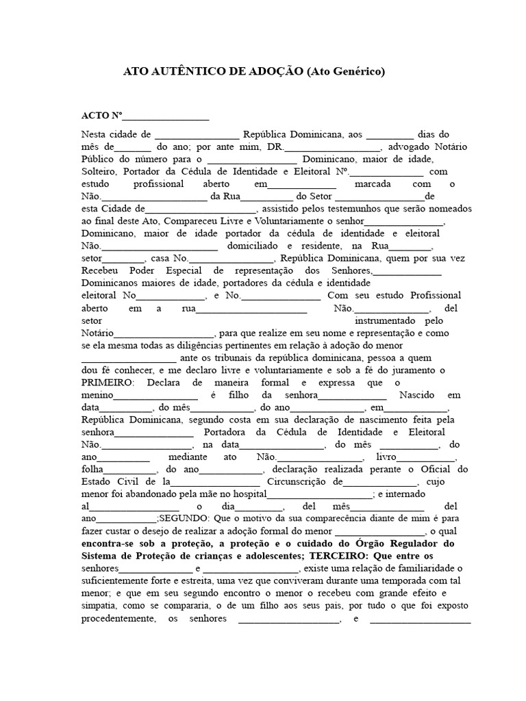 Ato Autêntico de Adoção na RD | PDF | Adoção