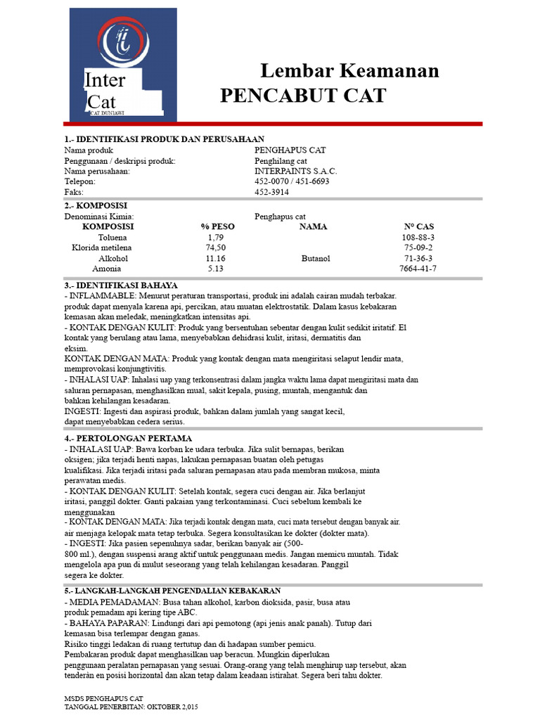 2.19.2 MSDS - Penghapus - Cat | PDF