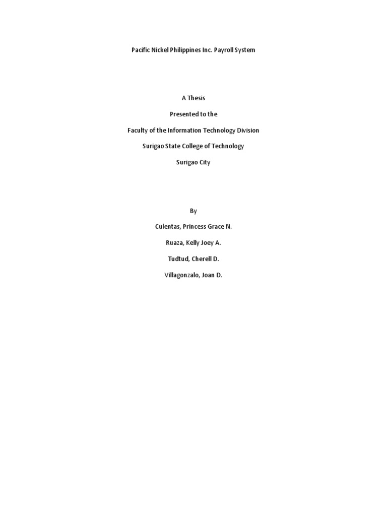 Thesis in manual payroll system
