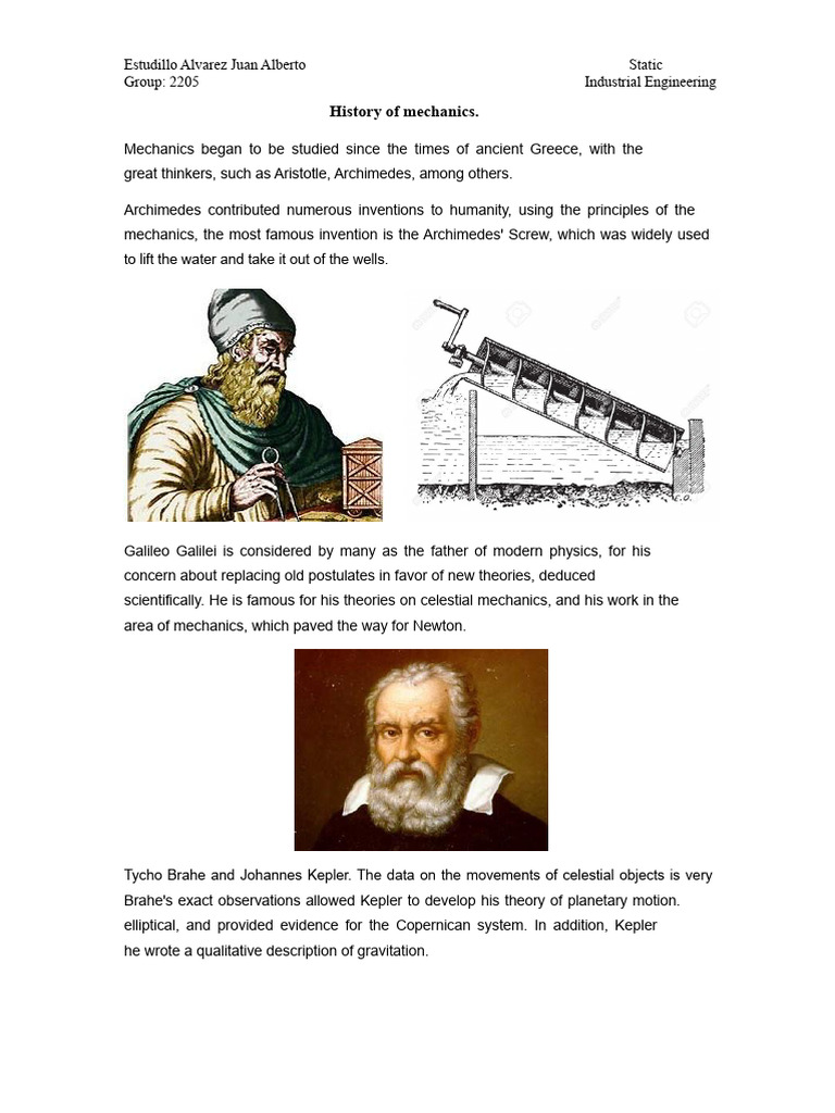 History of Mechanics and Measurement Systems | PDF | Mechanics ...