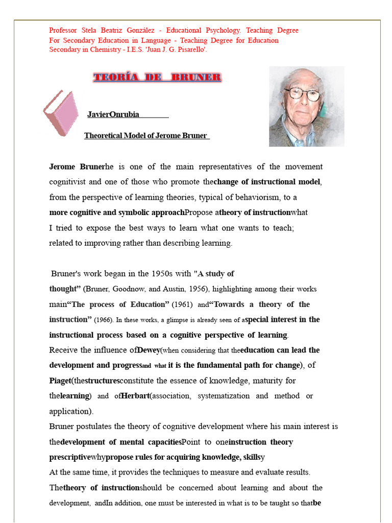 Bruner's Learning Theory 1 | PDF | Educational Psychology | Learning