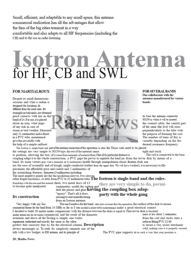 Isotron Antenna for HF and CB Use | PDF | Antenna (Radio) | Coaxial Cable