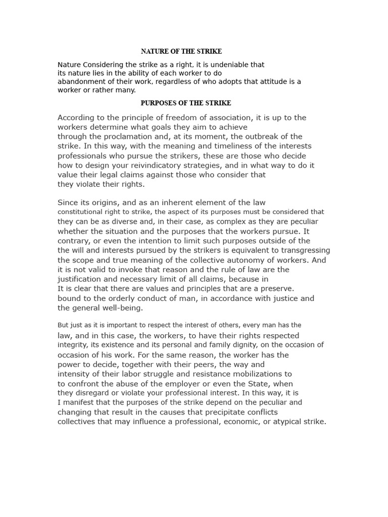 Nature of The Strike | PDF | Strike Action | Labour Law