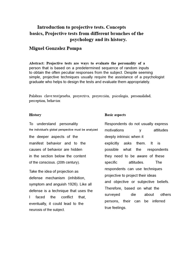 Understanding Projective Tests in Psychology | PDF | Perception ...
