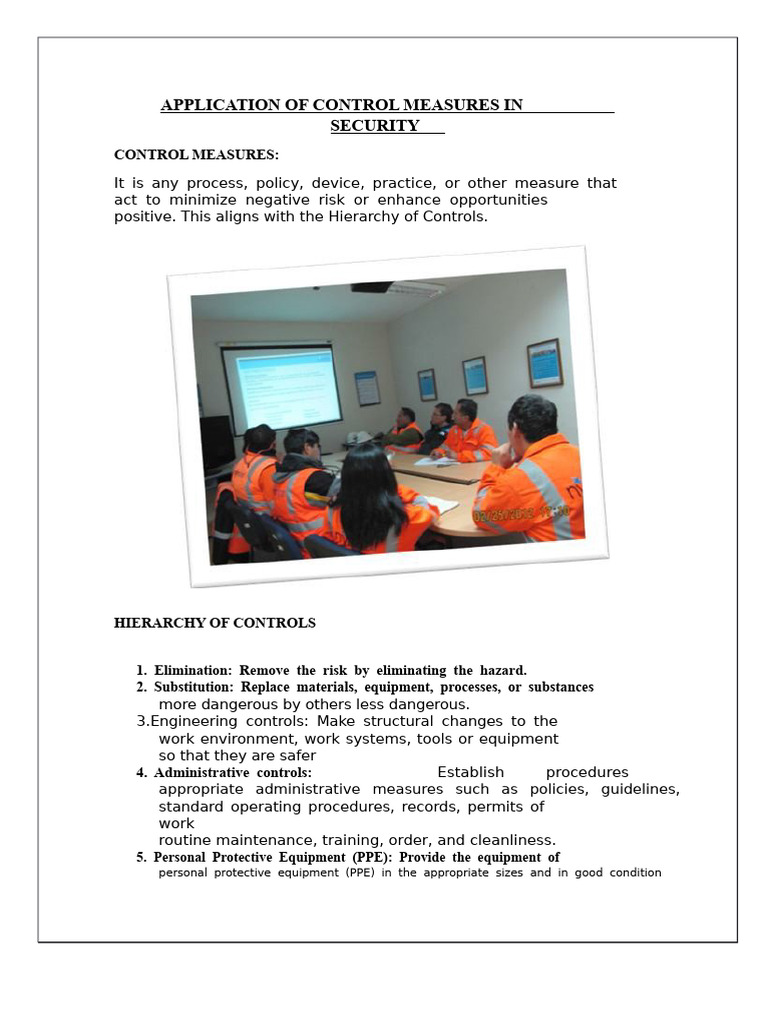 Application of Control Measures in Security | PDF | Sound | Personal ...