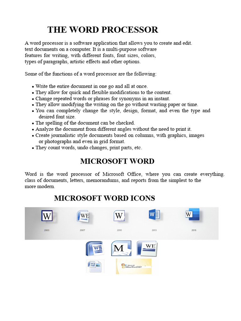 Overview of Word Processors and Microsoft Word | PDF | Microsoft Word ...