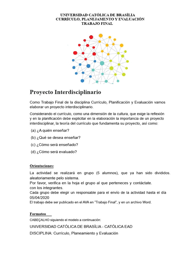 Proyecto Interdisciplinario (Trabajo Final) | PDF | Plan de estudios ...