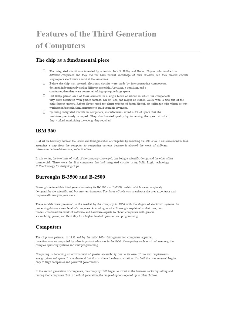 Characteristics of The Third Generation of Computers | PDF | Integrated ...