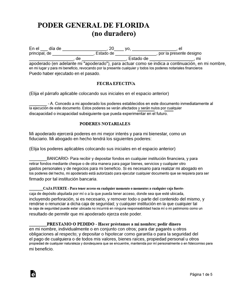 Poder General No Duradero en Florida | PDF | Medicare (Estados Unidos)