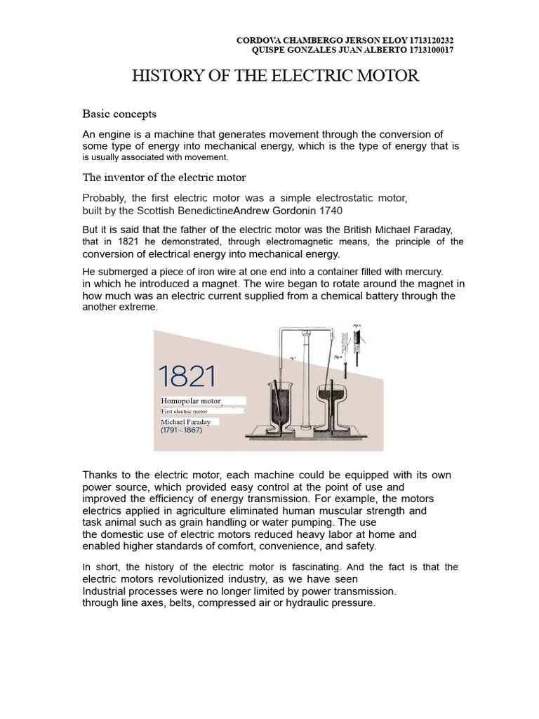 Faraday and the First Electric Motor | PDF | Electric Motor | Engines