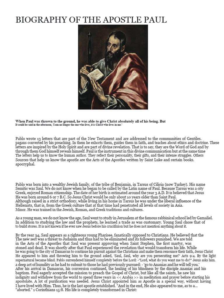 Apostle Paul's Transformative Journey | PDF | Paul The Apostle | Jesus