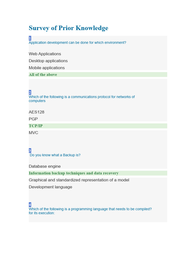 Survey of Prior Knowledge Adsi | PDF | Databases | World Wide Web
