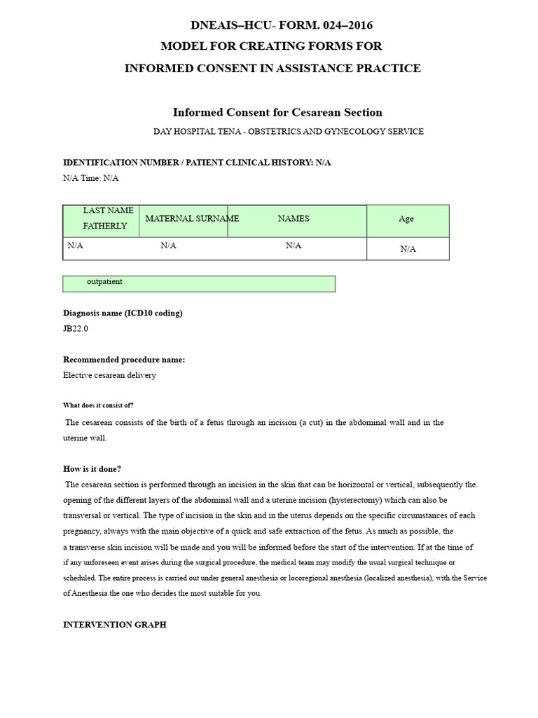 Informed Consent | PDF | Caesarean Section | Childbirth