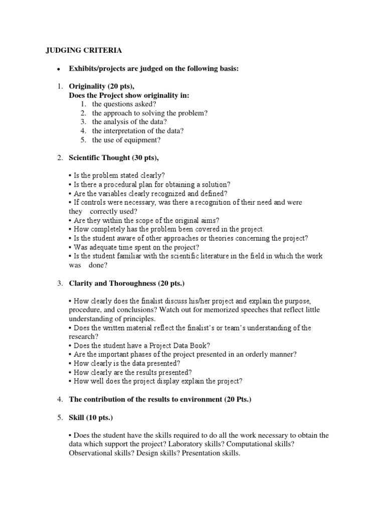 Science Fair Judging Criteria | PDF | Art