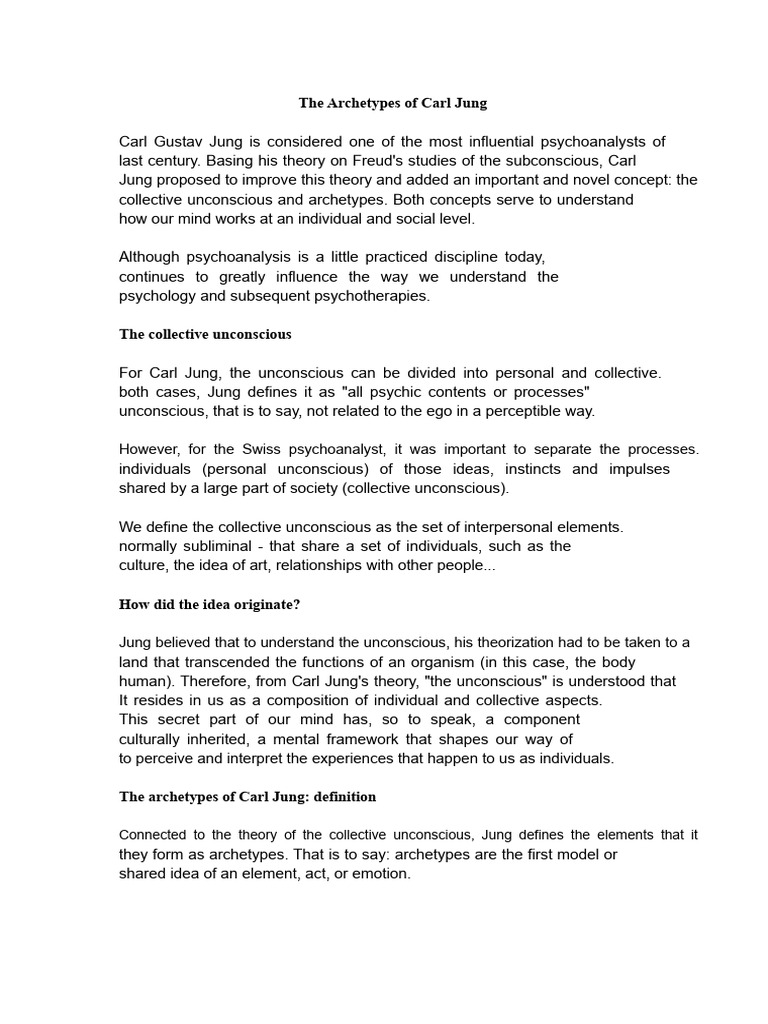 X. Archetypes | PDF | Shadow (Psychology) | Unconscious Mind
