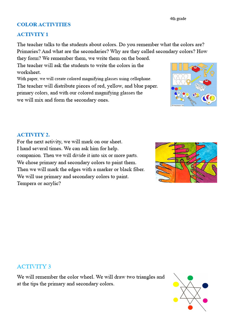 Color Activities, Textures | PDF | Paintings | Plastic Arts