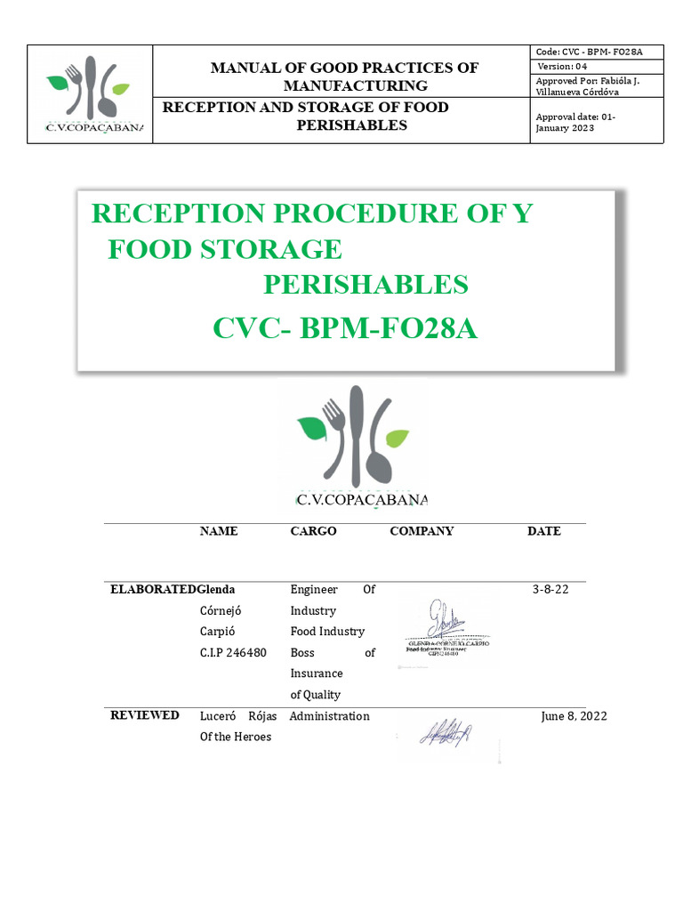 Reception and Storage of Perishable Foods 2022-15 | PDF | Vegetables ...