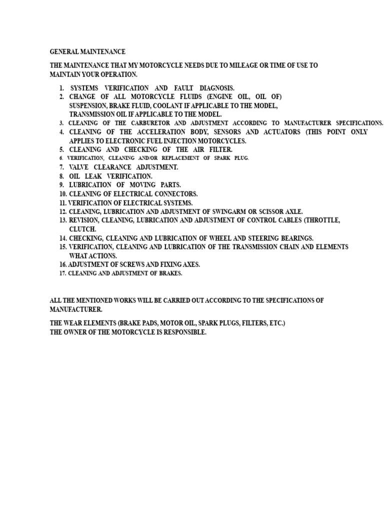 General Maintenance Table | PDF