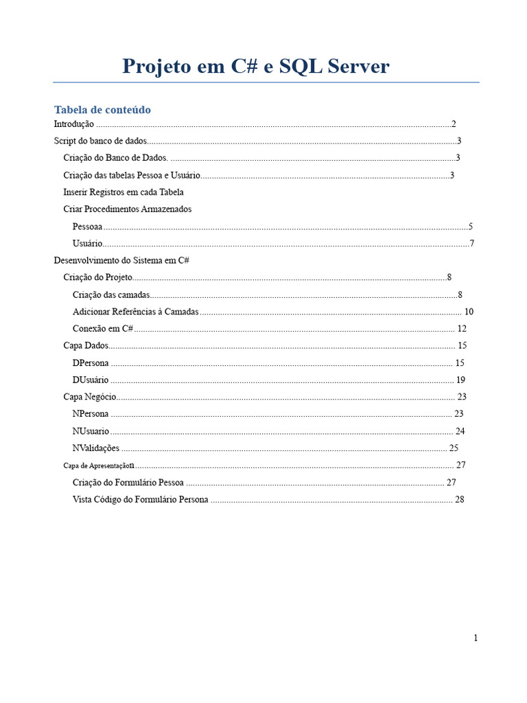 Projeto C# e SQL Server em Camadas | PDF | C Sharp (linguagem de ...