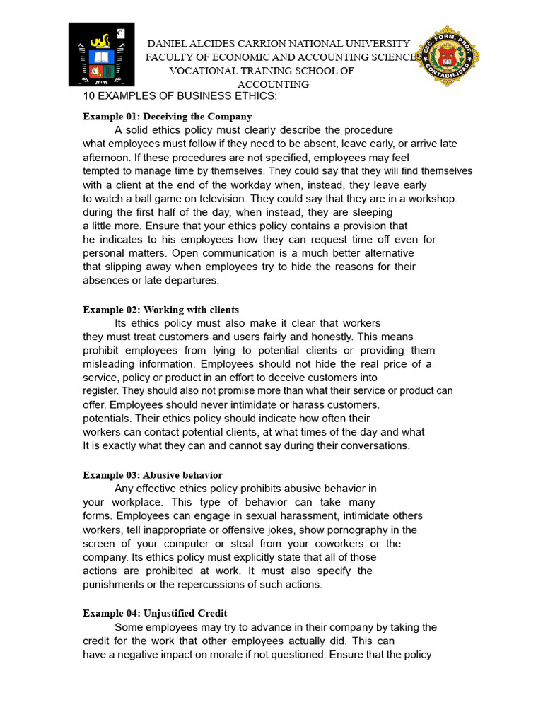 10 Business Ethics Examples Explained | PDF | Sustainability | Business ...