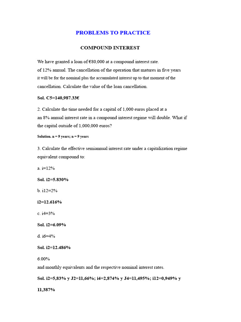 Problems To Practice | PDF | Interest | Compound Interest