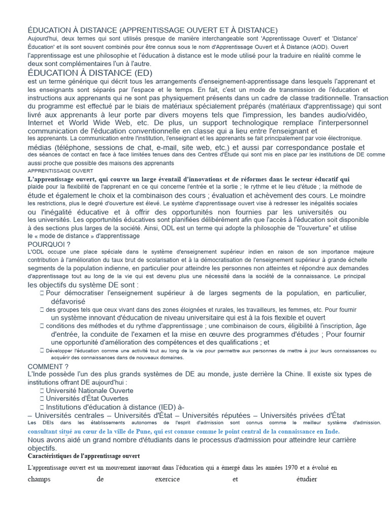 Éducation à Distance et Apprentissage Ouvert | PDF | Apprentissage ...
