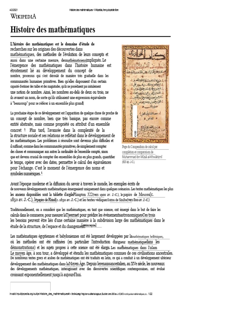 Histoire des mathématiques à travers les âges | PDF | Mathématiques ...