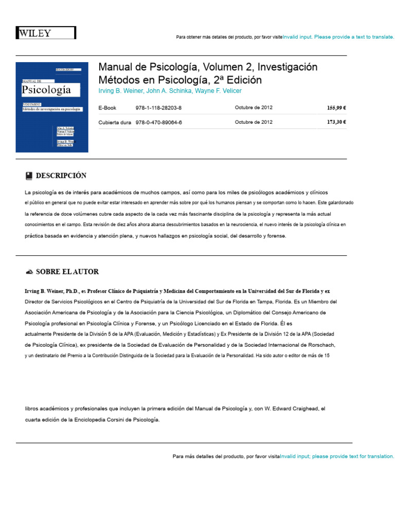 Wiley - Manual de Psicología, Volumen 2, Métodos de Investigación en ...