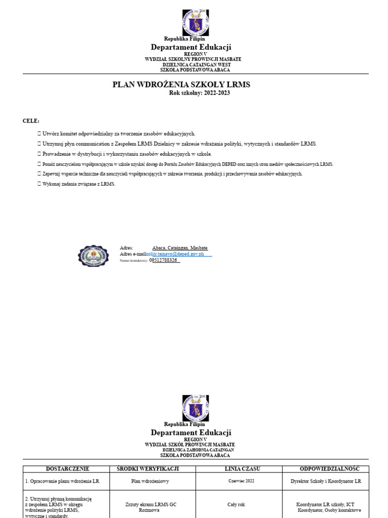 Plan Wdrożenia LRMS | PDF