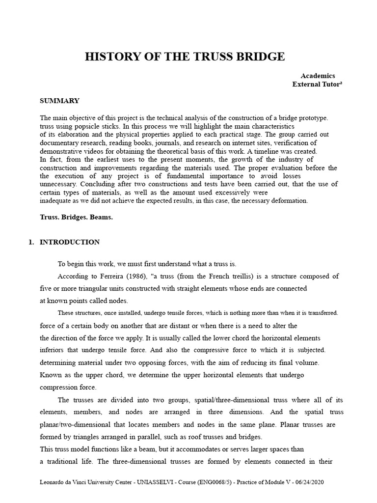 Truss Bridge Construction Analysis | PDF | Truss | Deformation ...