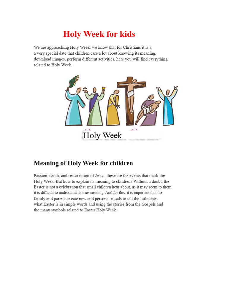 Holy Week For Children | PDF | Easter | Christian Festivals And Holy Days