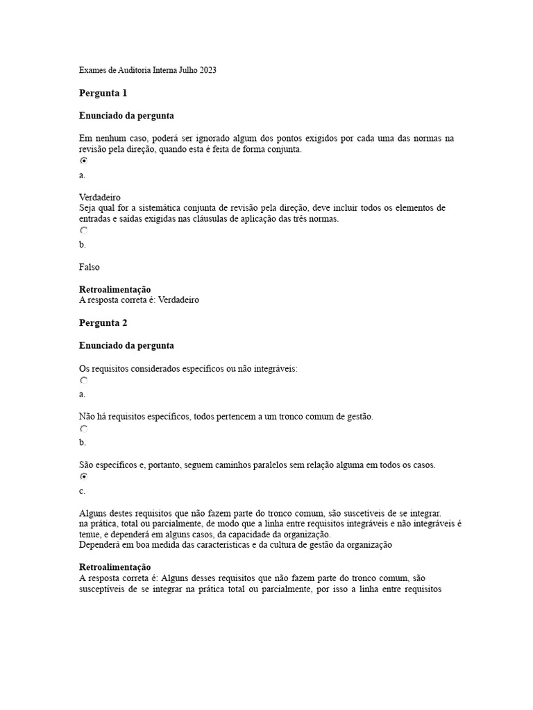 Exames de Auditoria Interna 2023 | PDF | Segurança da informação ...