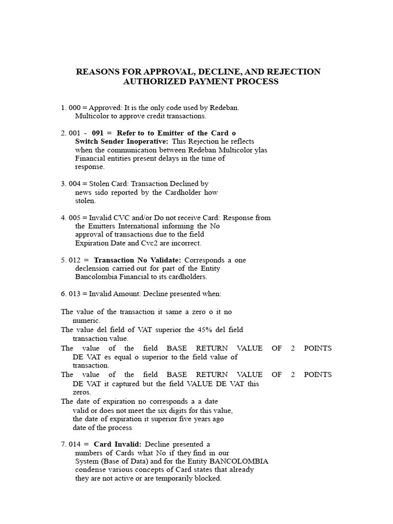 Mastercard Decline Error Codes Explained | PDF | Credit Card | Retail ...